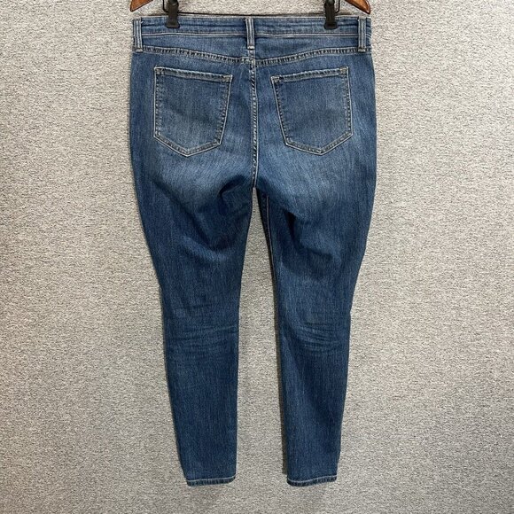 Gap Jeans Womens Legging Sz 12 Distressed Plaid Patches Medium Wash Denim - Picture 15 of 15